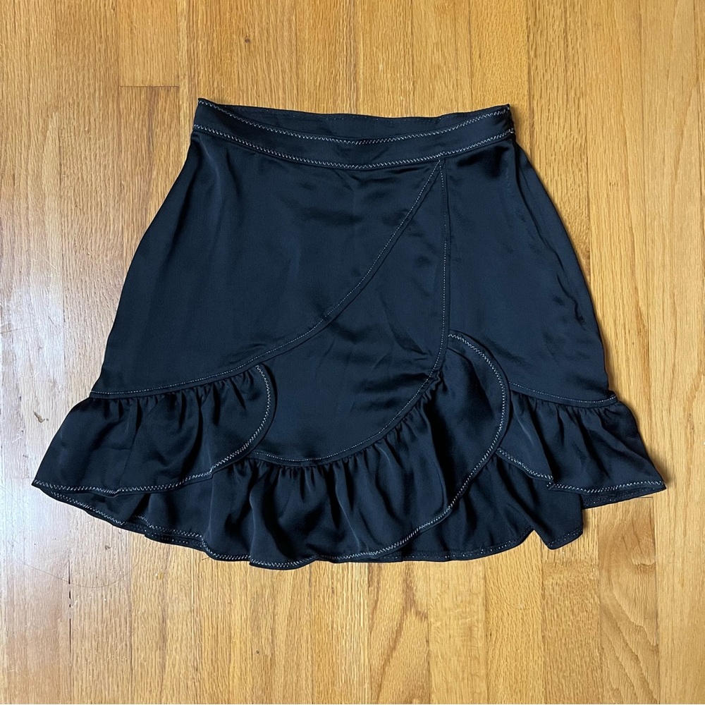 Elegant Black Ruffled Mini Skirt by Devlin